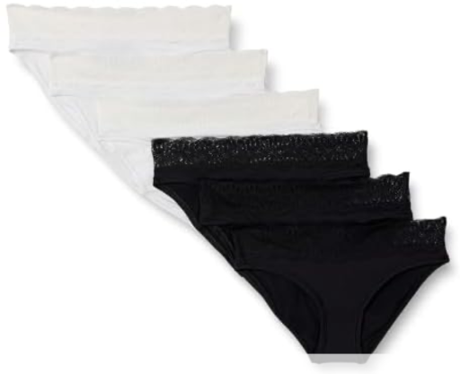 Amazon Essentials Lace Trim Bikini Panty (6-Pack)