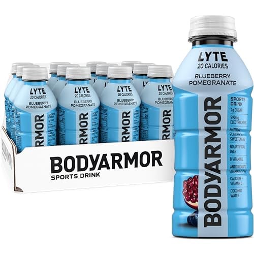 (Prime Deal) BODYARMOR Lyte Sports Drink Low-Calorie Beverage, Blueberry Pomegranate 16OZ (12 Pack)