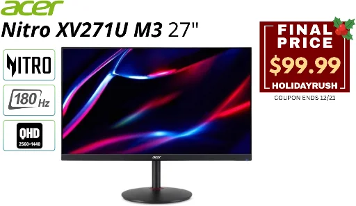 Acer Nitro 27" 1440p 180Hz IPS XV271U M3 Refurbished Monitor