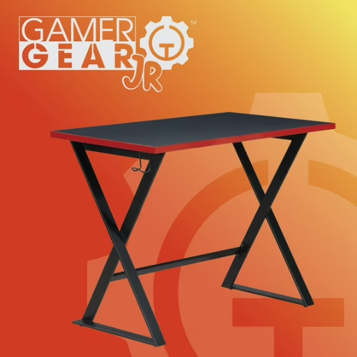 Gamer Gear Jr. Gaming Desk with LED Lighting, Red and Black Deal