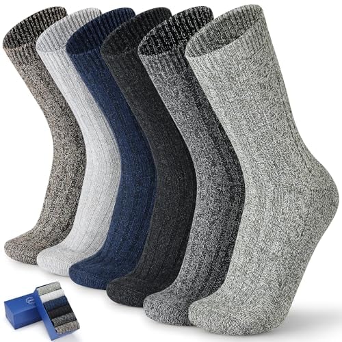 Men's Winter Warm Wool Heated Thermal Socks, 6-Pack