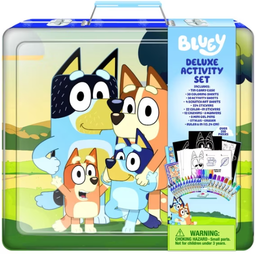 Bluey Deluxe Activity Art Set with Metal Carrying Case, 200+ Pieces