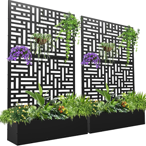 71'' H Metal Planter with Trellis Set of 2