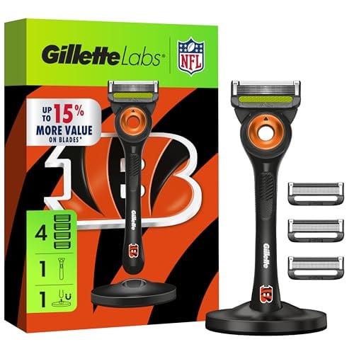 Gillette Labs Special NFL Bengals Edition Shaving Razor w/ 4 Refills & Stand Deal