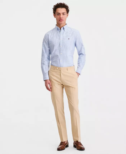Tommy Hilfiger Men's Modern-Fit Linen Pants (Tan Solid)