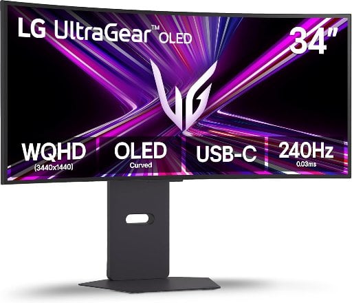 34" LG UltraGear 34GX900A-B 3440x1440 240Hz OLED Curved Monitor