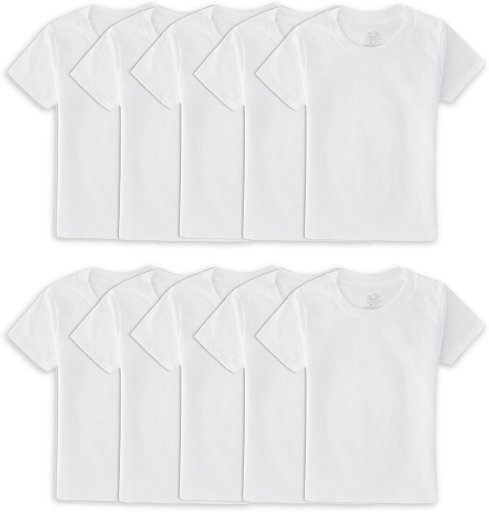 10 Pack of Fruit of the Loom Toddler EverSoft Cotton White Crew Undershirts, Sizes 2T-5T