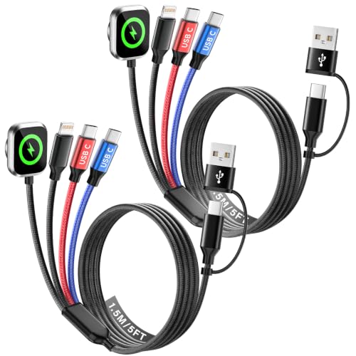 MPATIBY 2-Ct 5' 3-in-2 Travel Charging Cables w/ Apple Watch Charger Deal