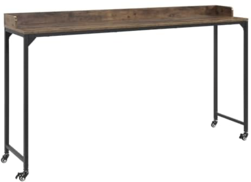 72" x 16" Lexicon Sumter Adjustable Height Rolling Over-The-Bed Table (Rustic Brown/Black) Deal