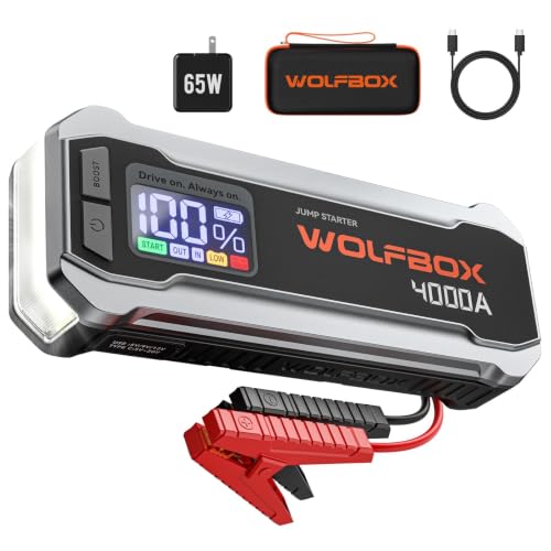 WOLFBOX 4000A 12V 24000mAh Portable Car Jump Starter with 65W Quick Charger Deal