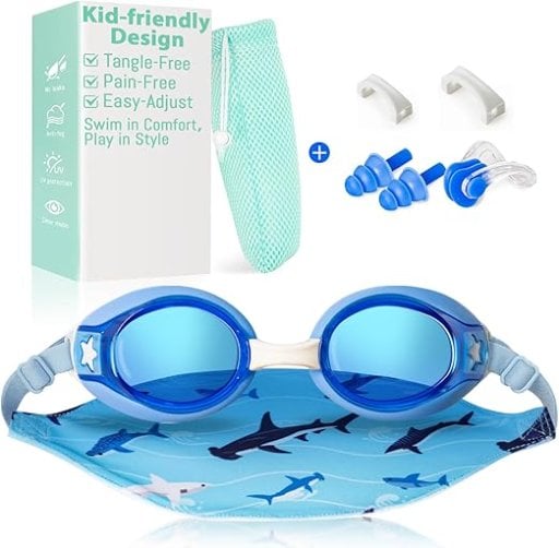 Pixel Panda Kids Swim Goggles with Fabric Strap Deal