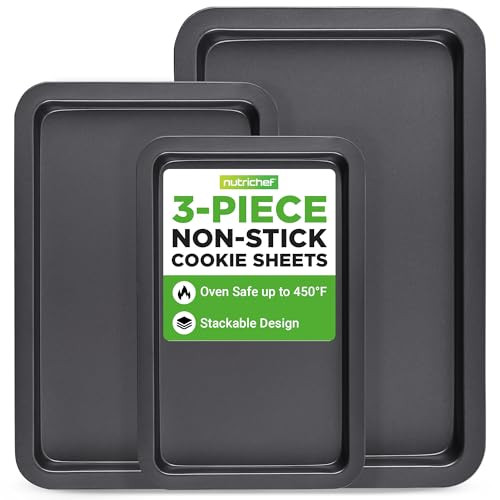 NutriChef Non-Stick Cookie Sheets 3-Piece