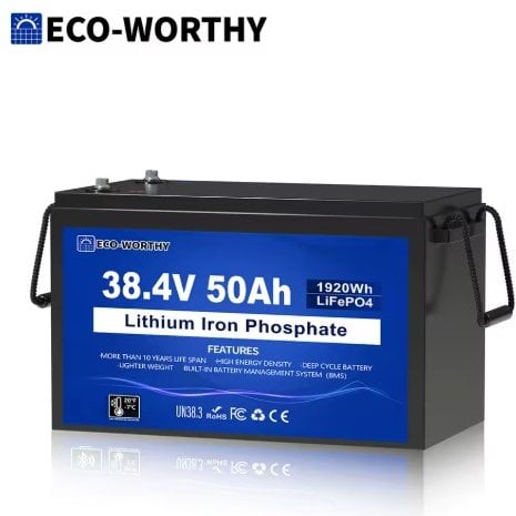 ECO-WORTHY 36V 50Ah LiFePO4 Golf Cart Battery 1920Wh Bluetooth BMS Smart Monitor Deal