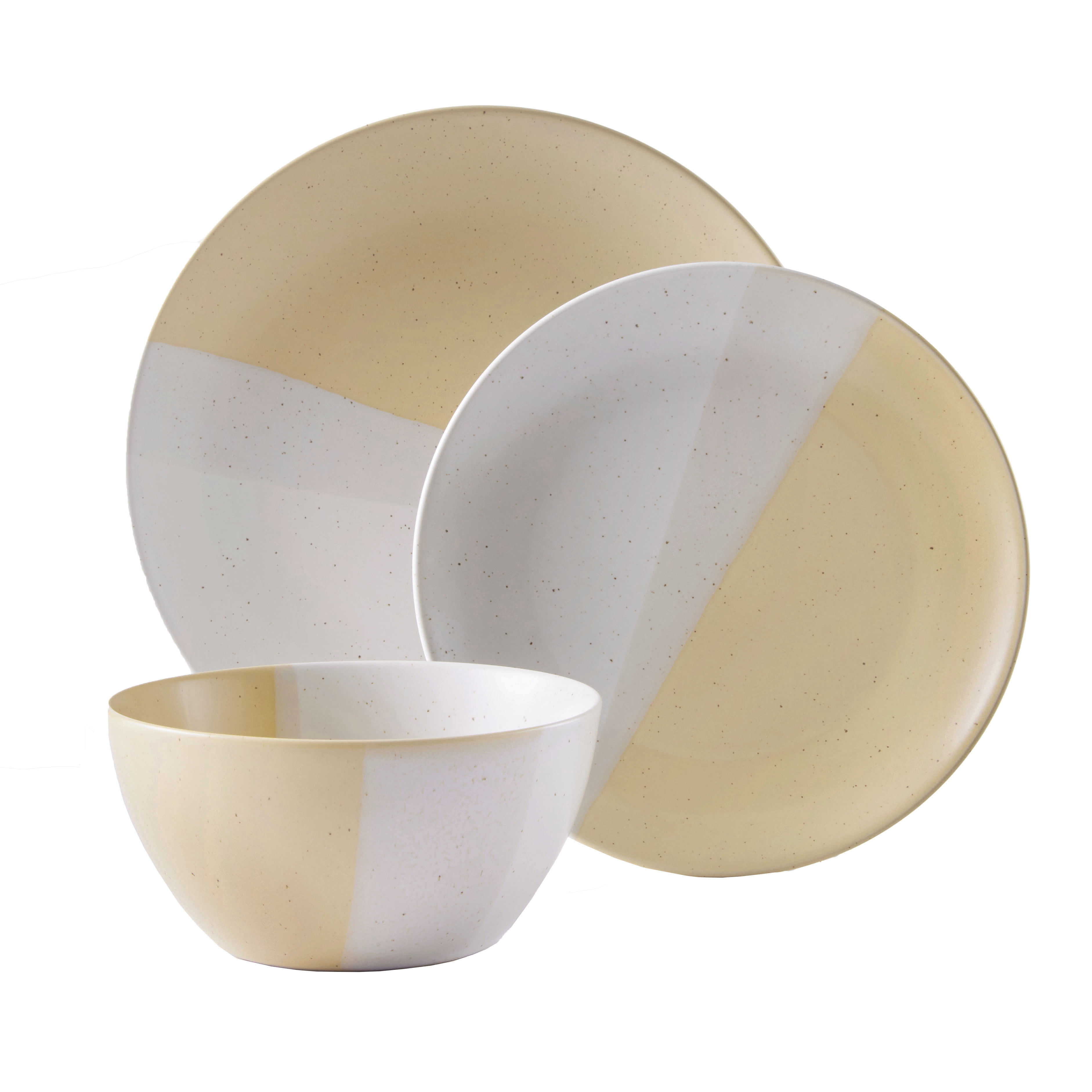 Better Homes & Gardens Yellow Hayes Stoneware 12 Piece Dinnerware Set Deal