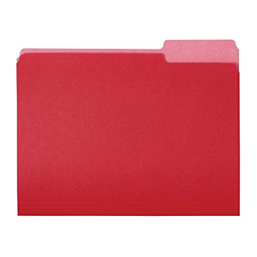 Amazon Basics Letter Size 1/3 Cut Tab File Folders (Red) 36-Pack