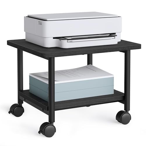 VASAGLE 2-Tier Printer Stand with Locking Wheels