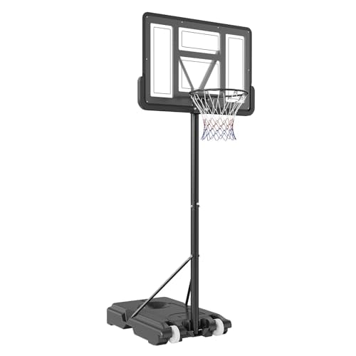 VEVOR 44" Portable Basketball Hoop w/ PC Backboard & 4.4-10' Adjustable Height