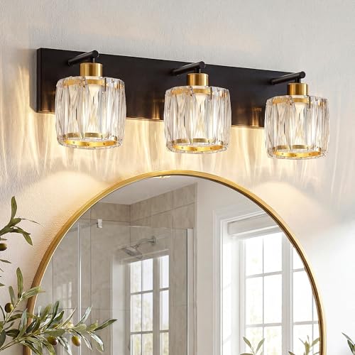 VOLISUN 3-Light K9 Crystal Bathroom Vanity Light Fixture