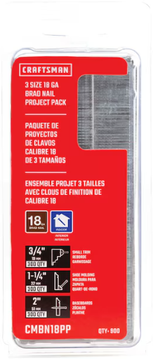 CRAFTSMAN 3/4-in 1-1/4-in 2-in 18-Gauge 3d Straight Galvanized Collated Brad Nails Deal