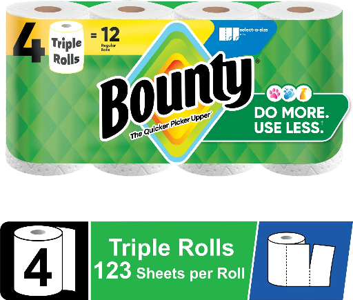 Bounty Paper Towels Select-A-Size White 4 Triple Rolls (123 Sheets per Roll) Deal
