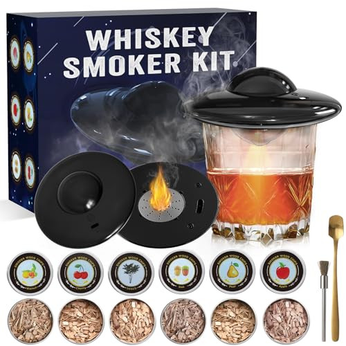 Electric Whiskey Smoker Kit with 6 Flavors Wood Chips
