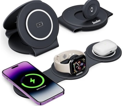 Hicober 3-in-1 Wireless Magnetic Foldable Charging Station for Apple Deal