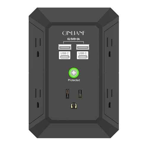 QINLIANF 5-Outlet Surge Protector with 4 USB Ports (2 USB-C), 1680 Joules, 3-Sided Power Strip Deal