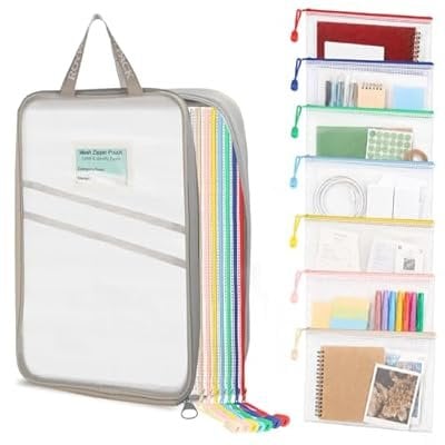 Mesh Zipper Pouch Set 7 Pack with 1 Organizer Bag Deal