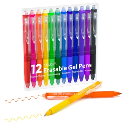 Lineon Retractable Fine Point Erasable Gel Pens 12-Pack