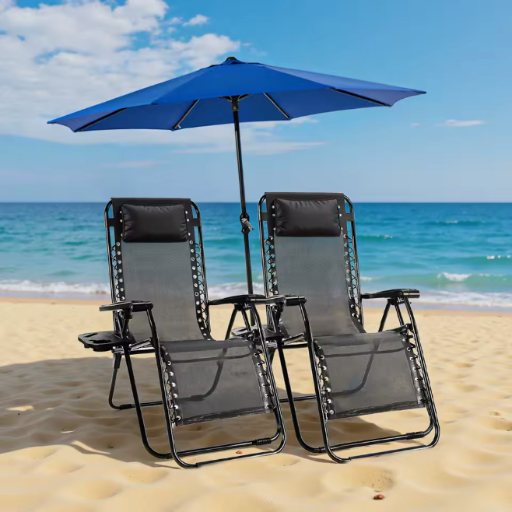 Set of 2 JHK Zero Gravity Recliner Outdoor Garden Lounge Chairs