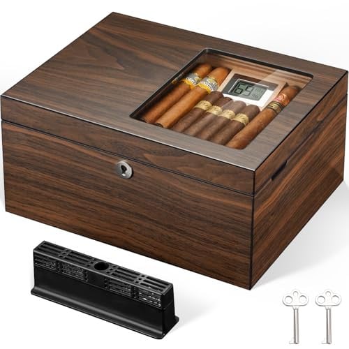 Cigar Humidor Box with Ventilation Grid for up to 120 Cigars