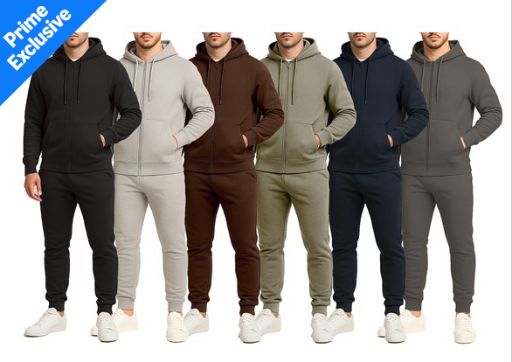 Men's Fleece-Lined Zip Hoodie & Jogger Set (1 or 2 Pack)