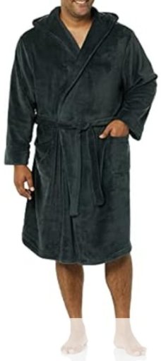 AE Men's MidLength Plush Bathrobe (Charcoal or Taupe, sizes XL-XXL)