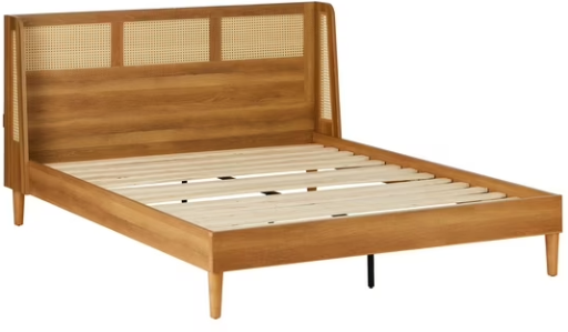 Better Homes & Gardens Springwood Caning Queen Platform Bed With Headboard, Light Honey Finish Deal