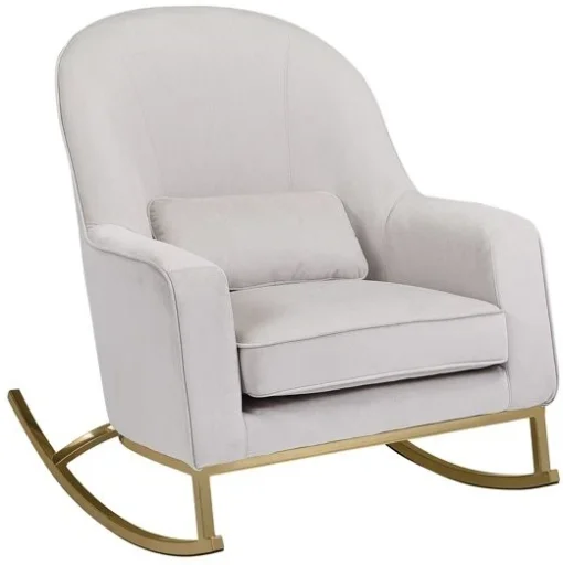 MoDRN Glam Velvet Rocking Chair Off-White with Satin Brass Deal