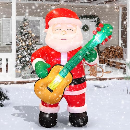 6.5 FT Christmas Inflatable Santa Claus with Guitar