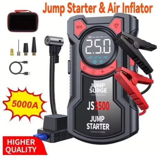5-in-1 Multifunctional Jump Starter with Air Compressor 3000A Peak Deal
