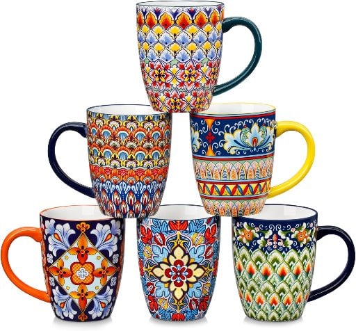 vancasso Bohemian Style Porcelain Coffee Mugs 6-Pack 16-Ounce Deal