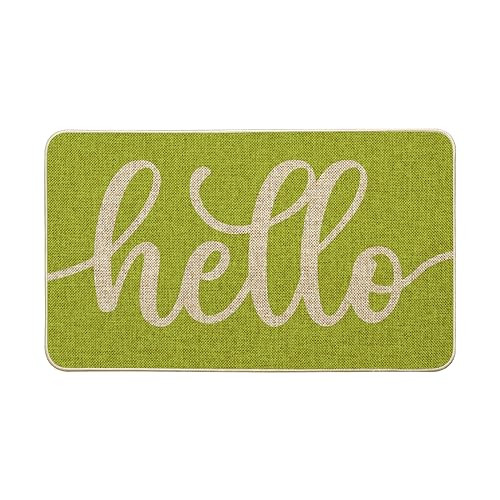 Green Hello Spring Doormat 17x29"