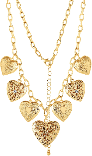 Jessica Simpson Women's Multi Heart Charm Necklace