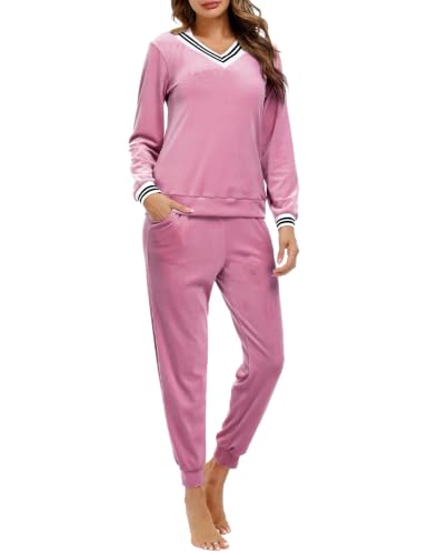 Velour 2 Piece Tracksuit Pullover Soft Velvet Set