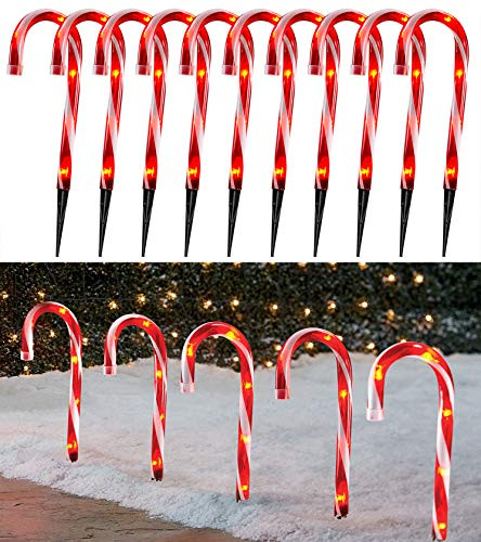 Christmas Candy Cane Pathway Lights 10-Pack