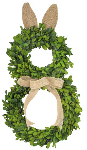 Handcrafted Preserved Real Boxwood Bunny Shaped Wreath