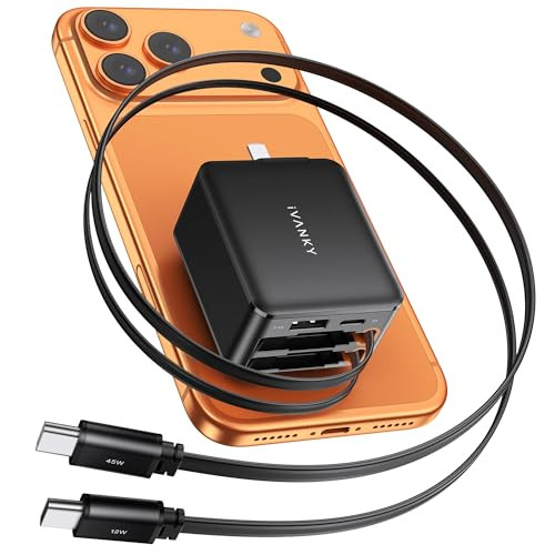 iVANKY 45W Retractable 4-in-1 USB-C Wall Charger w/ Dual USB-C Cables