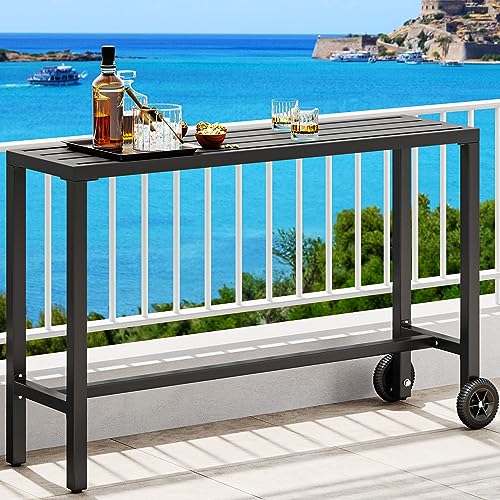 YITAHOME 55" Outdoor Bar Table with Wheels Deal