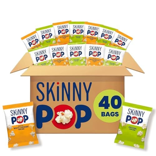 SkinnyPop Popcorn, Original and Dairy-Free White Cheddar Variety Pack, 0.5oz (40ct) Deal