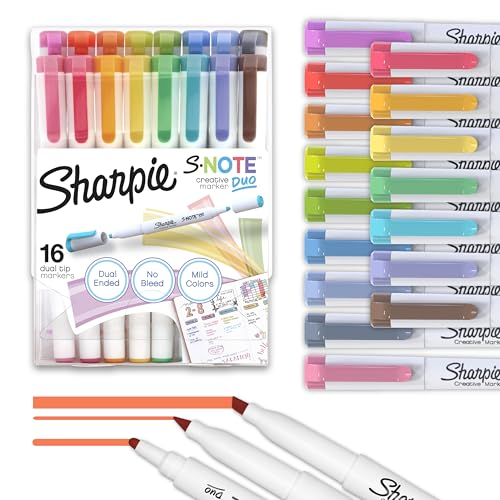 Sharpie S-Note Duo Dual-Tip Creative Highlighters 16-Count w/ Stand-Up Easel (Assorted Mild Colors) Deal