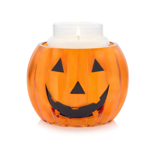 Happy Jack Glass Pumpkin Jar Candle Holder