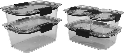 Rubbermaid Brilliance StainShield BPA Free 5 PC Plastic Food Storage Container Set