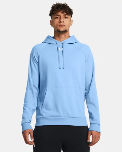 Under Armour Men's UA Rival Fleece Hoodie (Small-Large, Gray/White)